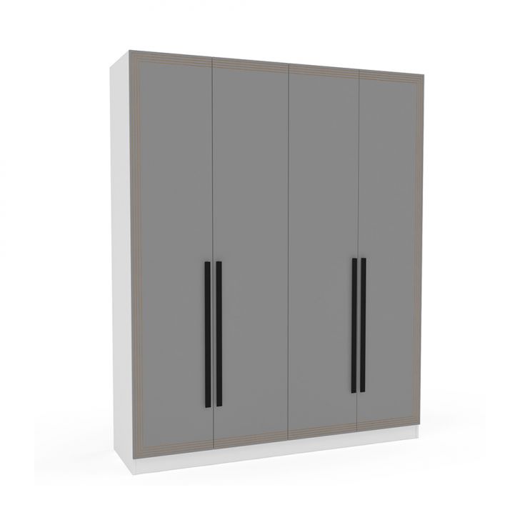 Guarda-roupa Casal Valência 4 Portas 4 Gavetas Branco E Cinza