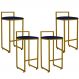 Kit 04 Banquetas Alta Para Cozinha Sala De Jantar Hanna L02 Dourado Suede Azul Marinho - Lyam Decor