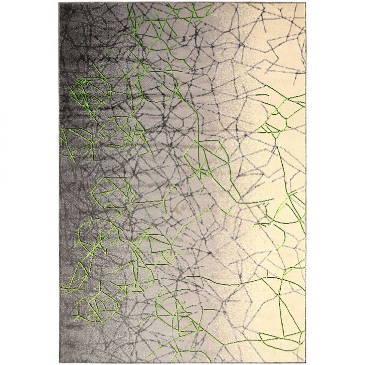 Tapete New Look Arabesco Retangular Veludo (200x290) Cinza e Verde