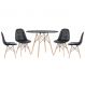 Mesa redonda Eames 100 cm + 4 cadeiras estofadas Eiffel Botonê Mesa preto com cadeiras preto