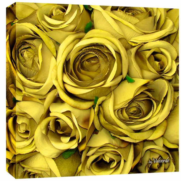 Quadro Impressão Digital Rosas Amarelo 30x30cm Uniart