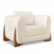 Poltrona Para Sala de Estar Lottus Linho Natural Pés Castanho - Pallazio