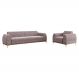 Conjunto Sofá 3 Lugares e Poltrona Base de Madeira Euro 260 cm Veludo Rosê G15 - Gran Belo