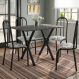 Conjunto de Mesa Miame 110 cm com 4 Cadeiras Madri Preto e Branco Floral