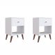 Conjunto com 2 Mesas de Cabeceira Romena 2 Gavetas Branco
