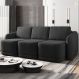Sofá Cama Modulado Retrátil e Reclinável Decorativo Varsóvia 246cm Veludo Cinza Chumbo G33 - Gran Belo