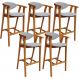Kit 05 Banquetas Alta Para Cozinha Bancada Bar Sala de Jantar Fixa Cecília L02 Suede Cinza - Lyam