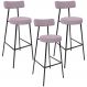 Kit 03 Banquetas Altas Cozinha Bar Sala De Jantar Em Aço Milão L02 Suede Rosê - Lyam Decor