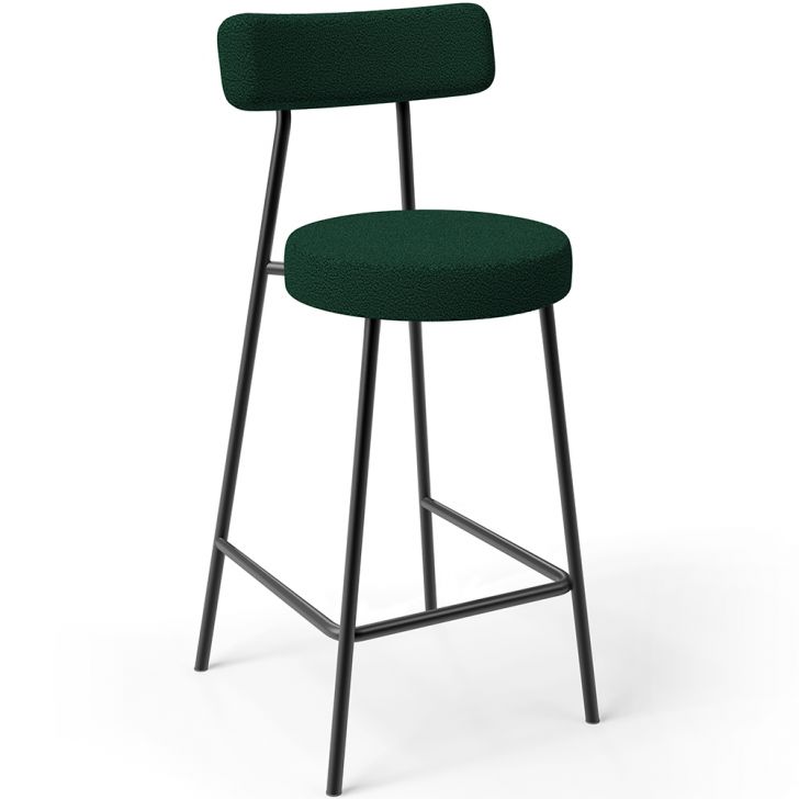 Banqueta Baixa Para Cozinha Sala De Jantar Bar Bancada Milão L02 Bouclê Verde - Lyam Decor