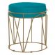 Puff Decorativo Sala de Estar Base Gold Chloe Suede Azul Claro G41 - Gran Belo