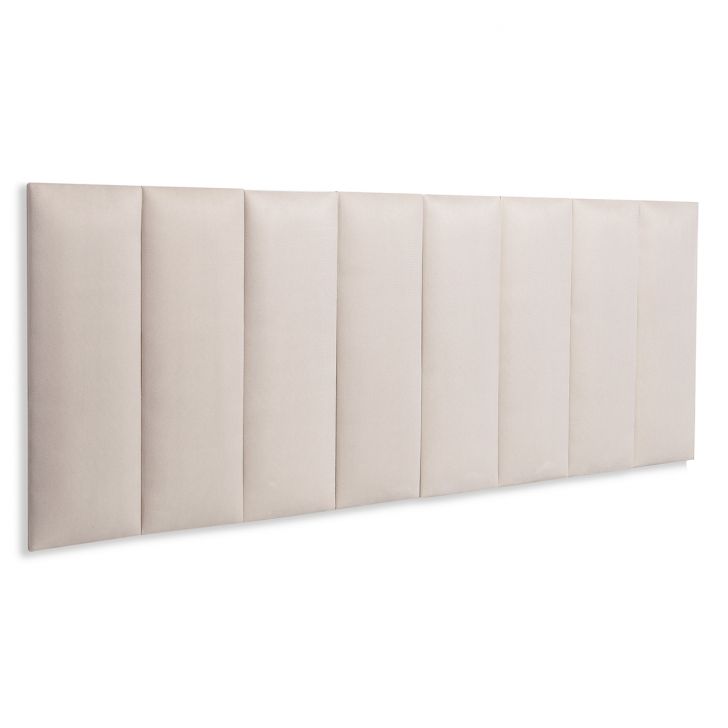Cabeceira Queen Estofada Para Cama Box Kit 8 Placas Adesivas - Modelo Reta Suede Off White