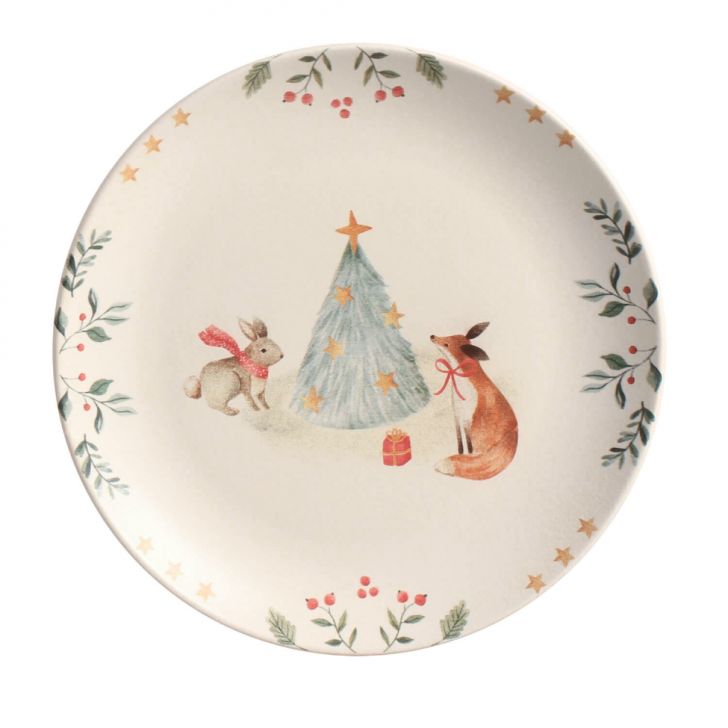 Prato de Sobremesa Coup Christmas Card Bege