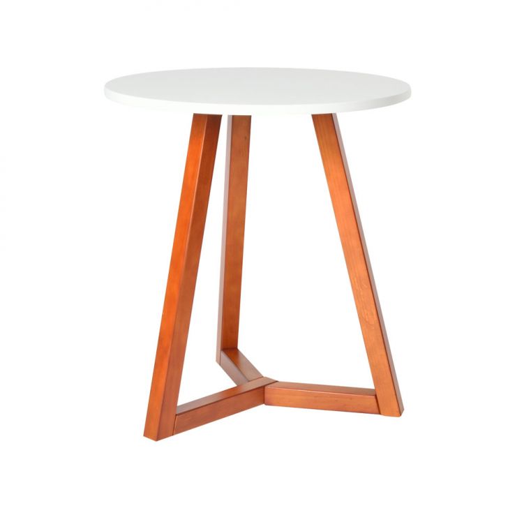 Mesa Lateral Taek Branca e Castanho