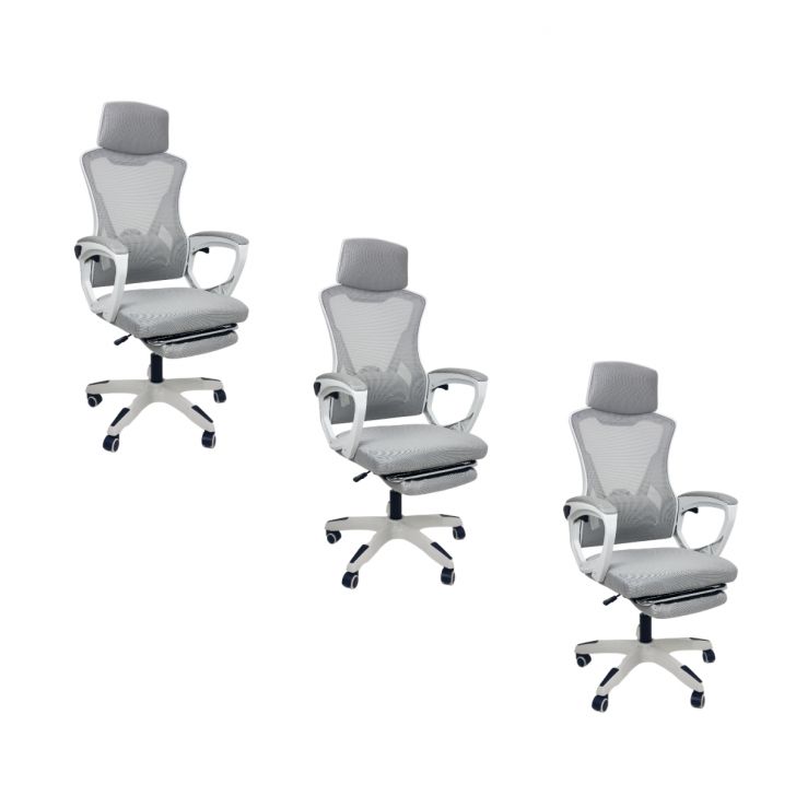 Kit 3 Cadeiras de Escritório Presidente Executiva Oficial Supreme Cinza