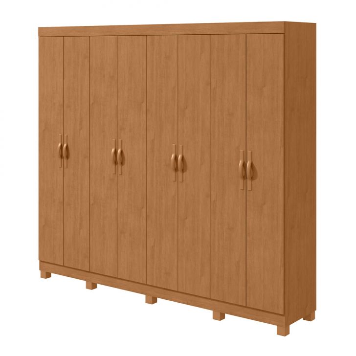 Guarda-roupa Casal Com Pés Serenata 8 Portas 6 Gavetas Amêndoa Clean