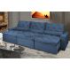 Sofá Lisboa 4,12m Retrátil, Reclinável com Molas no Assento e Almofadas Lombar Tecido Suede Azul