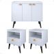 Kit 2 Mesas Cabeceira Estilo Mesinha Quarto Aparador Buffet Truzzi Puxador Concha Pés Palito Retrô Cozinha Sala Jantar Branco - Lojas RPM