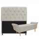 Kit Cabeceira Lady e Recamier Ari 90 cm Solteiro Suede Bege - Amarena Móveis