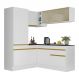 Armário de Cozinha Completa de Canto com Rodapé Veneza Multimóveis V2088 Branco/Dourado