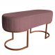 Banco | Banqueta Recamier Estofado Luana Base Bronze Veludo Rosê - Montanaris Decor