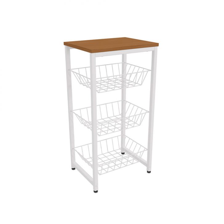 Fruteira Goya 3 Cestos Canela e Branca