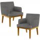 Kit 2 Poltronas Decorativas Para Sala De Estar Base Mel Beatriz W01 Linho Cinza Escuro - Lyam Decor