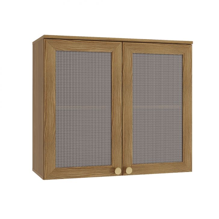 Armário Aéreo Botanic com Tela 2 Portas Nogueira 80 cm