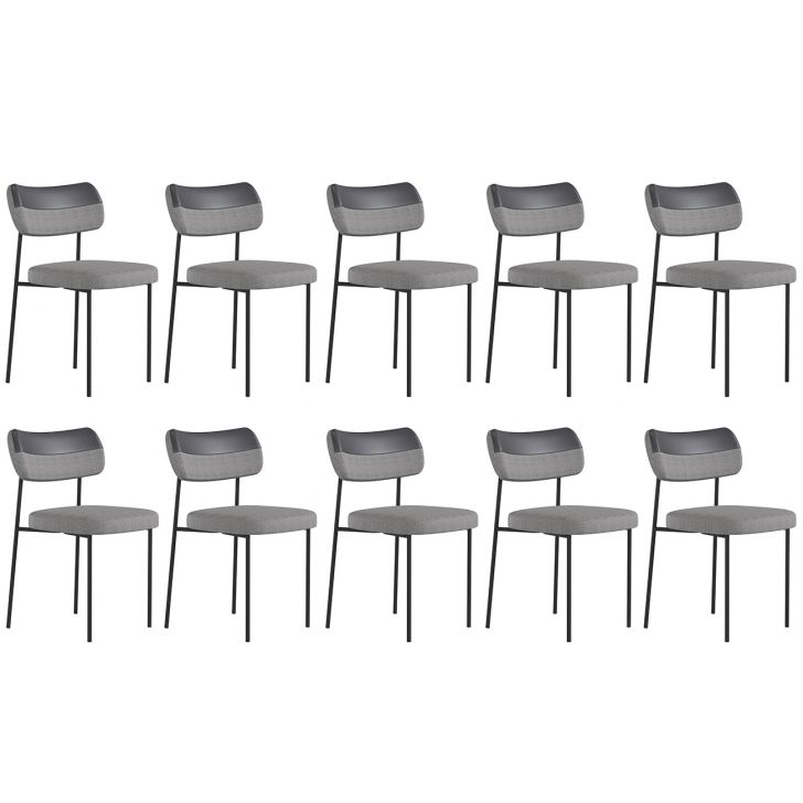 Kit 10 Cadeiras Estofadas Milli Sintético/Linho A14 Preto/Cinza - Mpozenato