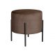Puff Banqueta Redondo Decorativo Carol Braço De Ferro Preto - Veludo Marrom