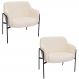 Kit 02 Poltronas Decorativas Jade Base Aço Preto Bouclé Off White - Nexta Casa