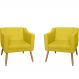 Combo 02 Poltrona Decorativa Lavinia Pés Palito Suede Amarelo - DS Estofados