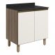 Balcao Com Tampo 2P 60 cm MDF Kali 12220 Carvalho Toq Off White Cetim Nicioli