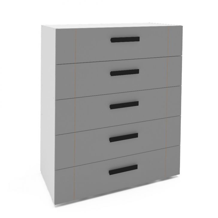 Cômoda Lisboa 5 Gavetas Cinza e Branca