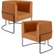 Kit 02 Poltronas Para Sala De Estar Fixa Base Aço Preto Betina D02 Couríssimo Whisky - Lyam