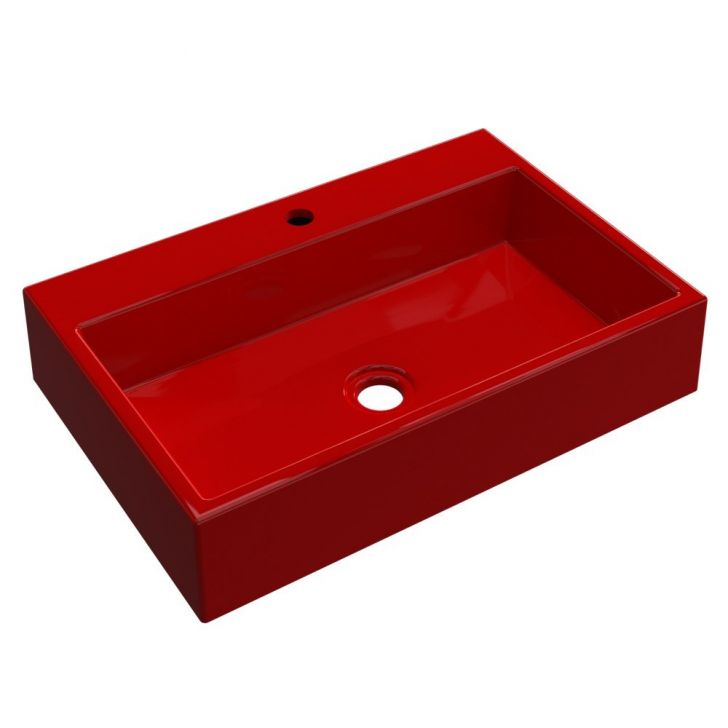 Cuba Pia De Apoio Para Banheiro  Retangular Florenza RT55 Vermelho C08 - Mpozenato