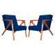 Kit 02 Poltronas Decorativa Monalisa para Sala Pequena Suede Azul Marinho