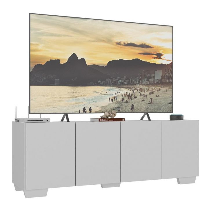 Rack para TV até 50 Polegadas com 4 Portas Multimóveis MP1072 Branco