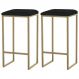 Kit 2 Banqueta Decorativa Billie Base Gold Suede Preto G41 - Gran Belo