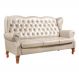 Sofá Chesterfield 3 Lugares Imperador Vintage Retrô Capitonê Couro Bege