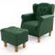 Poltrona De Amamentação Yara P02 Com Puff Paris L02 Facto Verde Musgo - Lyam Decor