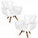 Kit 2 Poltronas Decorativas Base Giratória em Madeira Charger PU Branco G19 - Gran Belo