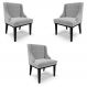 Kit 3 Cadeiras Decorativas Sala de Jantar Base Fixa de Madeira Firenze Suede Cinza/Preto G19 - Gran Belo