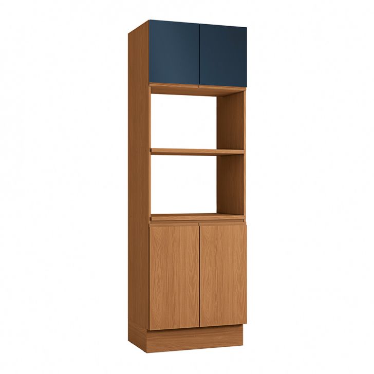 Paneleiro Valence com 2 Nichos 4 Portas Canela e Azul