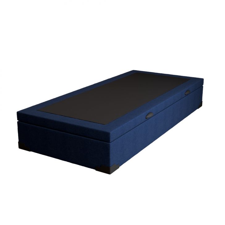 Base Para Cama Box Solteiro Guldi Com Baú Linho (47x88x188 Cm) Azul Marinho