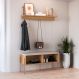 Conjunto de Banco | Banqueta Sapateira com Prateleira Oslo Hanover e Dourado
