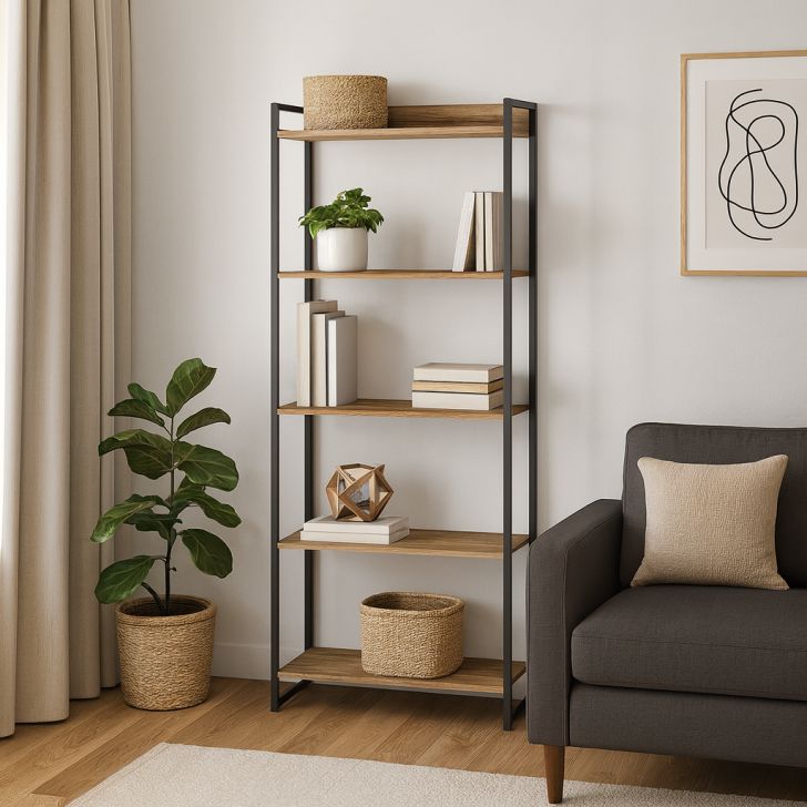 Estante Nanda Mel e Preta 187x80 cm