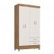 Guarda-Roupa Solteiro Astro 4 Portas 2 Gavetas Amêndola e Off White