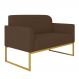 Namoradeira 02 Lugares Marisa Suede Marrom Base Industrial Metálica Dourado D'Rossi