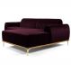 Sofá 300cm 5 Lugares com Chaise Direito Pés Gold Molino B-292 Veludo Uva - Domi