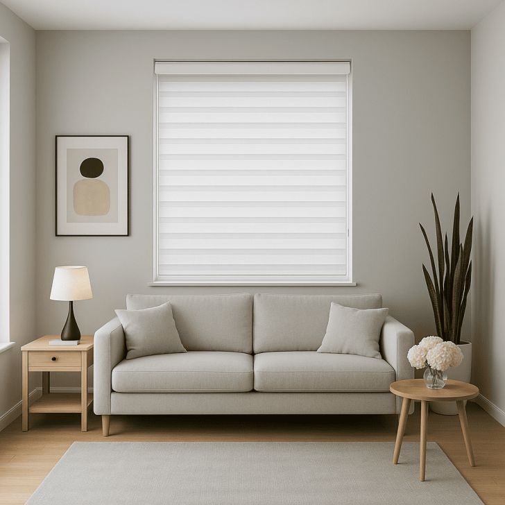 Persiana Rolo Double Vision Zebra 160larg x 160alt Branca com bando